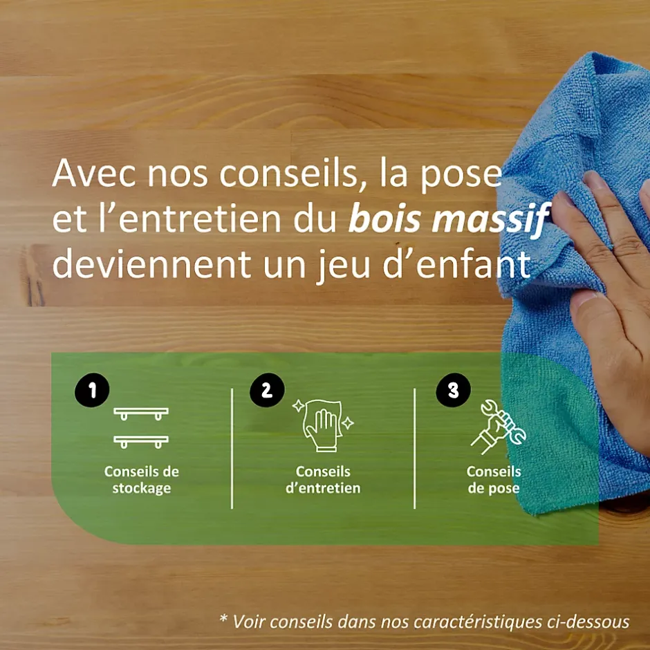 Wood&Sens Tablette Frêne bois massif, L.120 x l.40 cm, Ep.18 mm