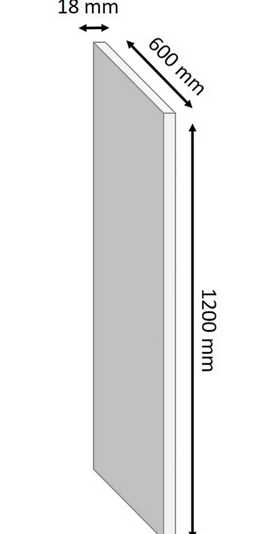 Tablette mélaminé blanc 60 x 120 cm, ép.1,8 cm