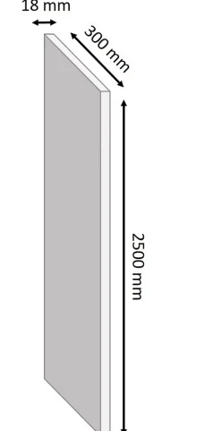 Tablette mélaminé blanc 30 x 250 cm, ép.1,8 cm
