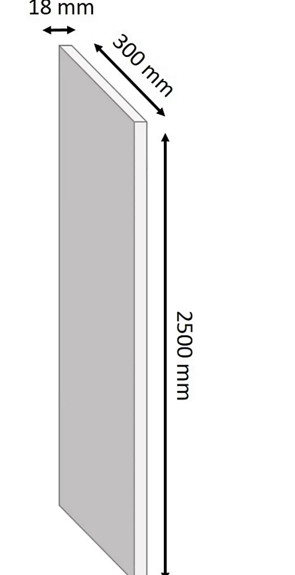 Tablette mélaminé blanc 30 x 250 cm, ép.1,8 cm