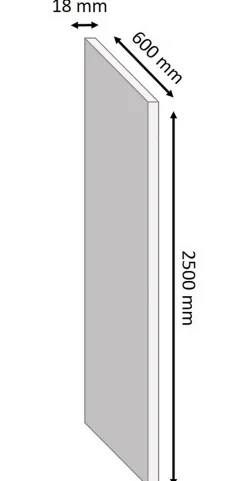 Tablette mélaminé blanc brillant - 250 x 60 cm, ép.18 mm (vendu à la tablette)- Outlet