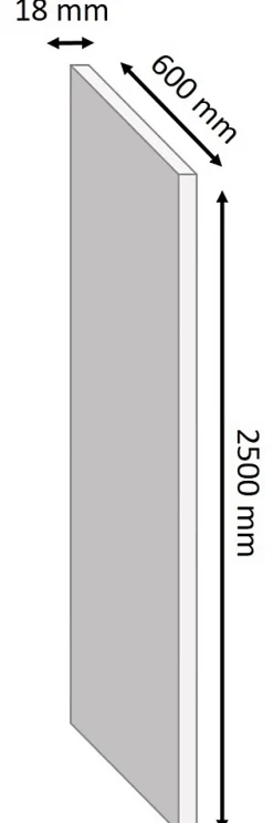 Tablette mélaminé chêne gris, 250 x 60 cm, ép.18 mm