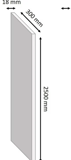 Tablette mélaminé chêne gris - 250 x 30 cm, ép.18 mm (vendu à la tablette)