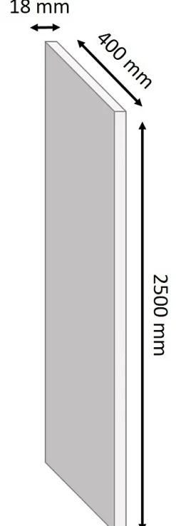 Tablette mélaminé chêne gris, 250 x 40 cm, ép.18 mm