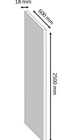 Tablette mélaminé noir Berb 60 x 250 cm,ép.1,8 cm