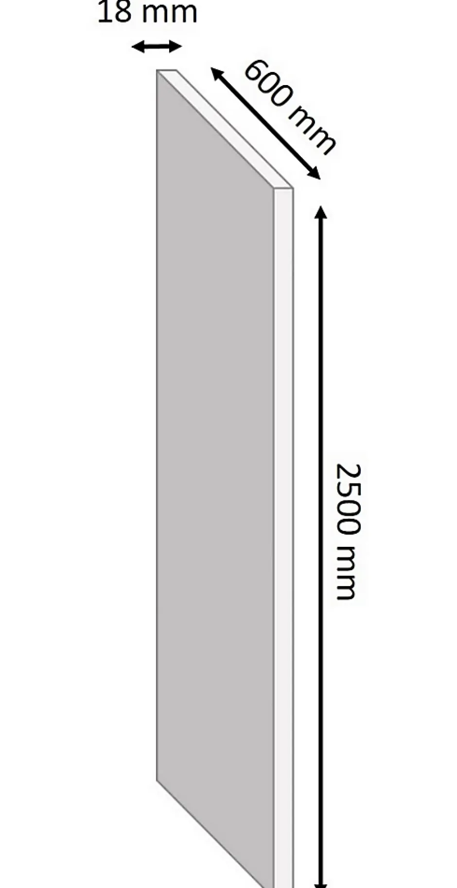 Tablette mélaminé noir Berb 60 x 250 cm,ép.1,8 cm