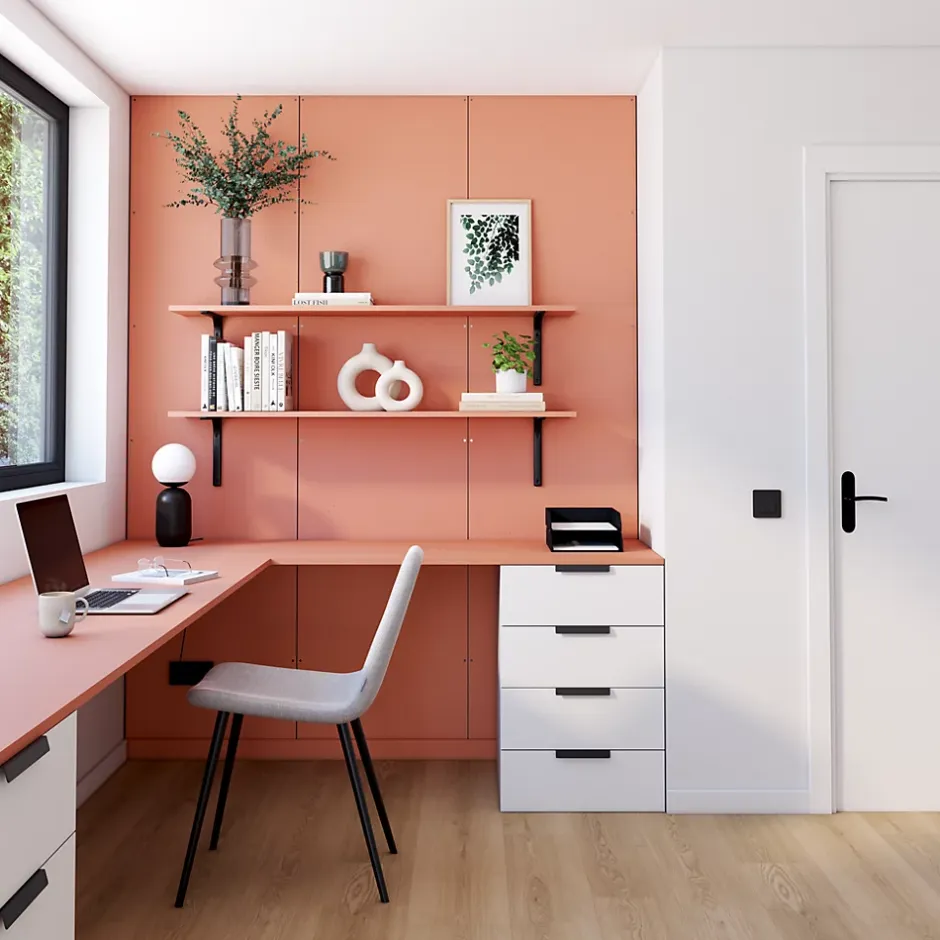 Tablette mélaminée Ninna couleur terracotta 250x50x1.8 Cm- Outlet