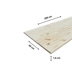 Wood&Sens Tablette Pin noueux, L.200 cm x l.60 cm, Ep.18 mm