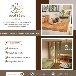 Wood&Sens Tablette Pin Rustique bois massif, L.240 x l.40 cm, Ep.22 mm