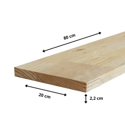 Wood&Sens Tablette Pin Rustique bois massif, L.80 x l.20 cm x Ep.22 mm