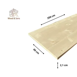Tablette Sapin bois massif, L.250 x l.60 cm, Ep.21 mm-Wood&Sens Discount