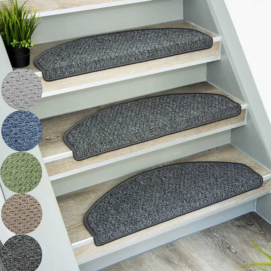 Floordirekt Tapis d'escalier Baleno Gris anthracite 23,5 x 65 cm Demi-circulaire -