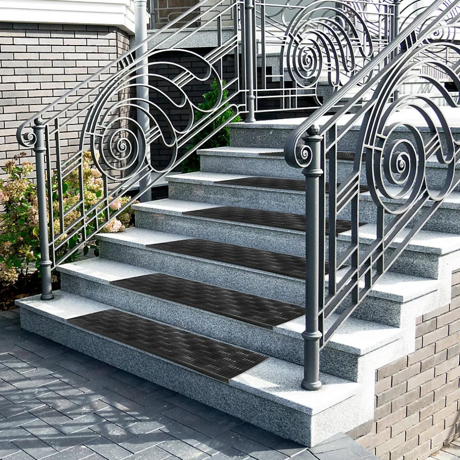 Floordirekt Tapis d'escalier en caoutchouc Antidérapant Madras 25 x 75 cm