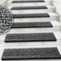 Tapis d'escalier en caoutchouc Antidérapant Gris 25 x 73 cm --Floordirekt Best