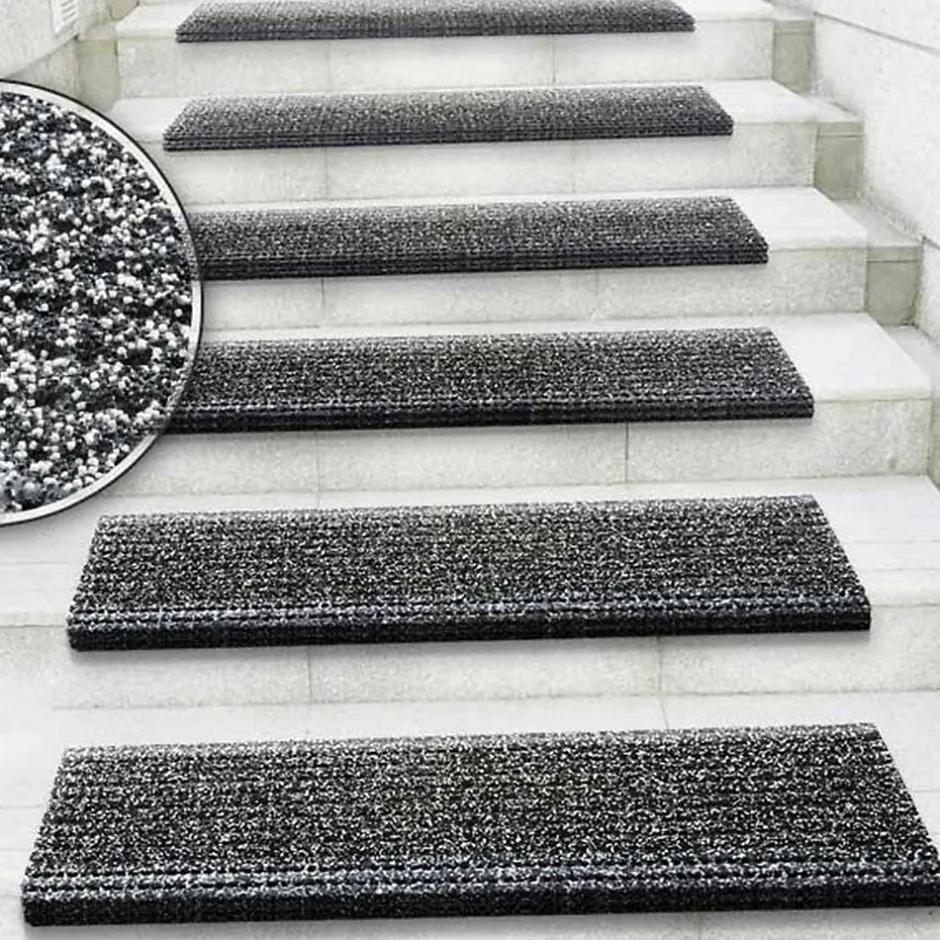 Tapis d'escalier en caoutchouc Antidérapant Gris 25 x 73 cm --Floordirekt Best