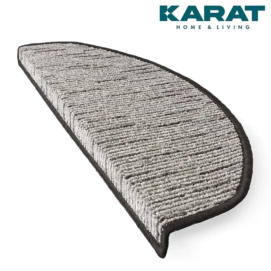 Floordirekt Tapis d'escalier Geneva Anthracite 23,5 X 65 cm Demi-rond