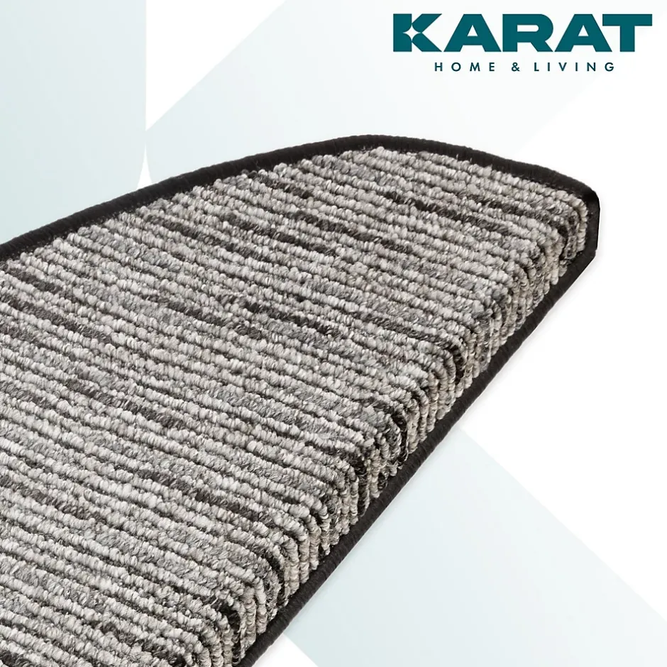 Floordirekt Tapis d'escalier Geneva Anthracite 23,5 X 65 cm Demi-rond