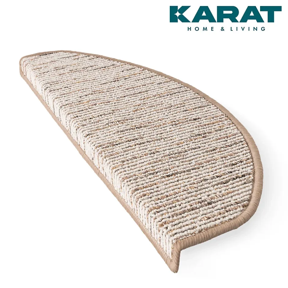 Floordirekt Tapis d'escalier Geneva Beige 23,5 X 65 cm Demi-rond
