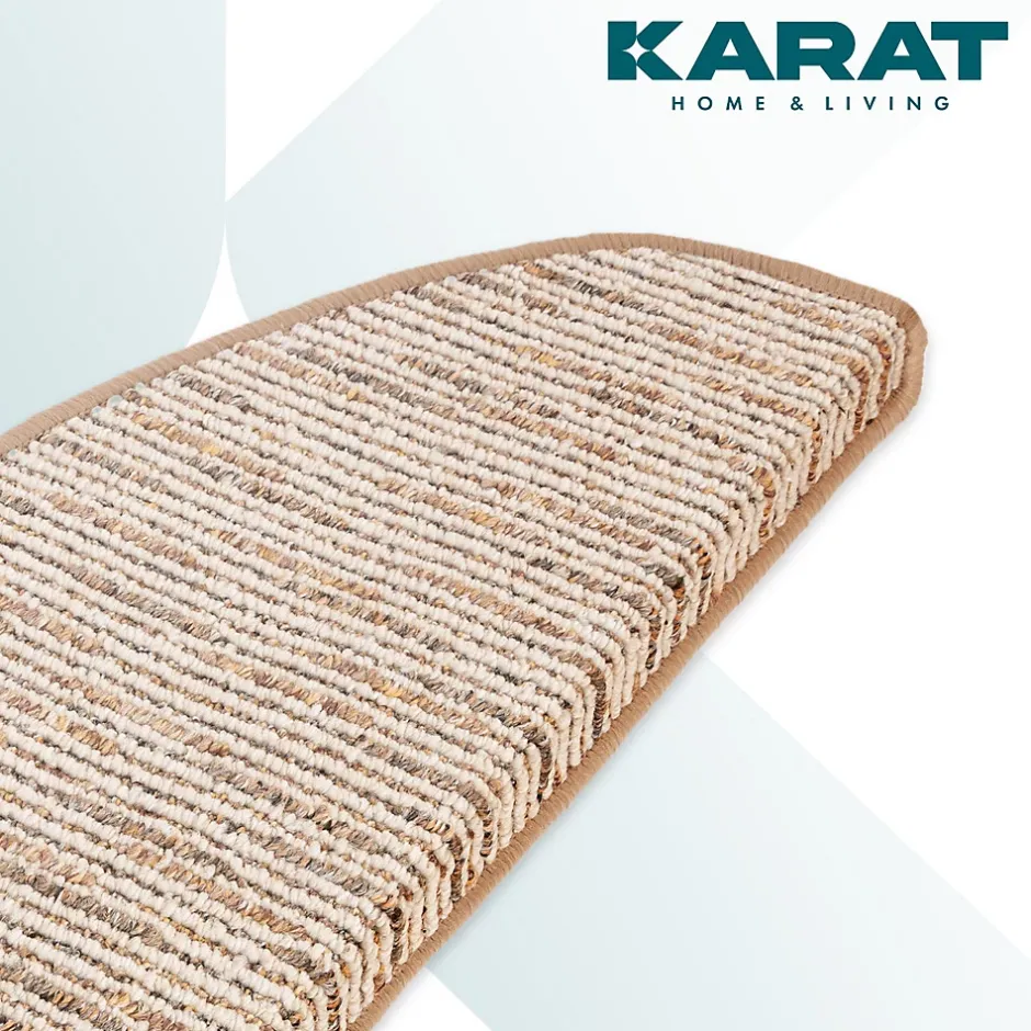 Floordirekt Tapis d'escalier Geneva Beige 23,5 X 65 cm Demi-rond