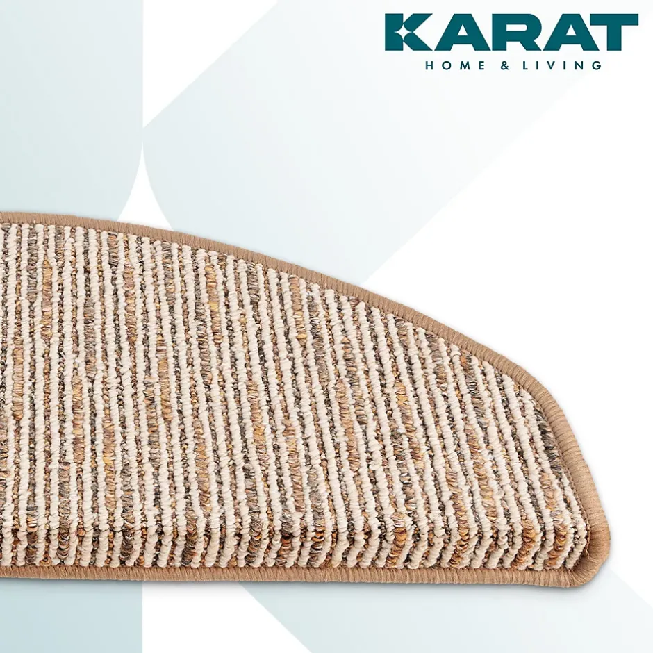 Floordirekt Tapis d'escalier Geneva Beige 23,5 X 65 cm Demi-rond