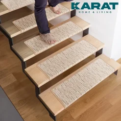 Tapis d'escalier Geneva Beige 23,5 X 65 cm Rectangulaire-Floordirekt Discount