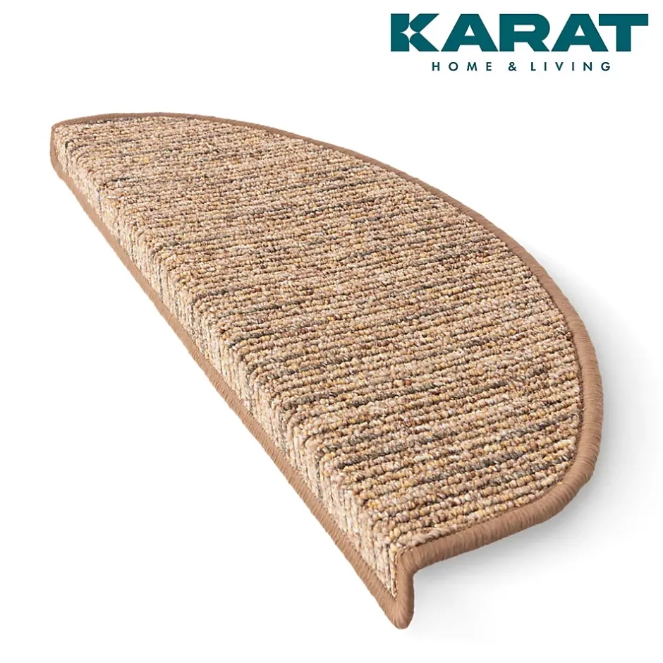 Floordirekt Tapis d'escalier Geneva Marron clair 23,5 X 65 cm Demi-rond