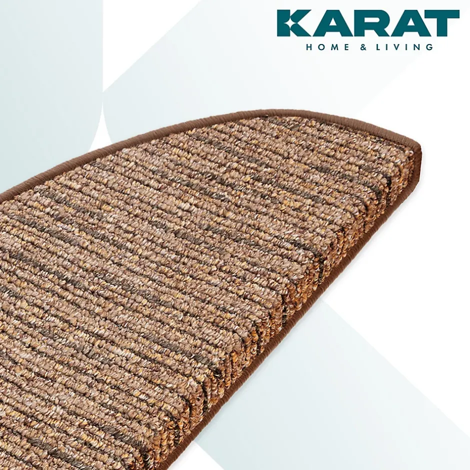 Floordirekt Tapis d'escalier Geneva Marron clair 23,5 X 65 cm Demi-rond