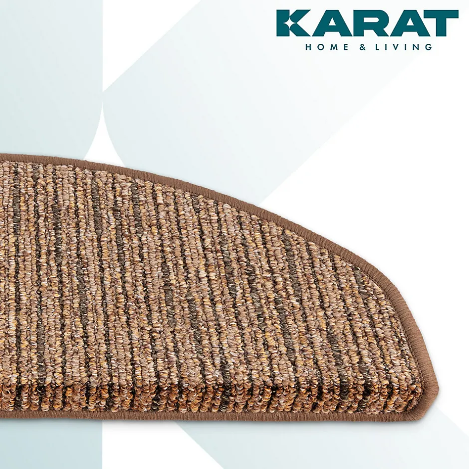 Floordirekt Tapis d'escalier Geneva Marron clair 23,5 X 65 cm Demi-rond