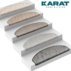 Floordirekt Tapis d'escalier Geneva Marron clair 23,5 X 65 cm Demi-rond