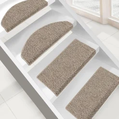 Tapis d'escalier Kalkutta Taupe Demi-circulaire 23,5 x 65 cm-Floordirekt