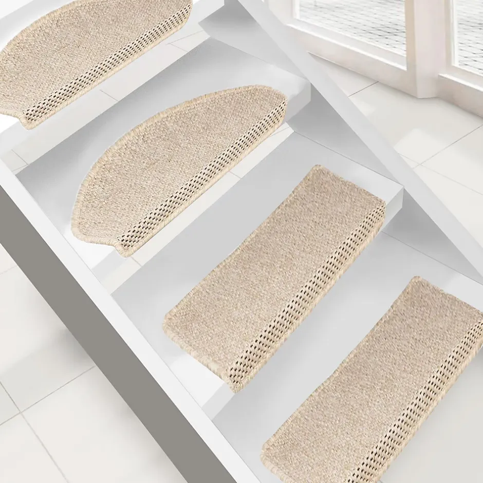 Floordirekt Tapis d'escalier Kalkutta Beige Demi-circulaire 23,5 x 65 cm
