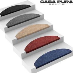 Floordirekt Tapis d'escalier Leipzig Installation adhésive Bleu, 21 x 65 cm