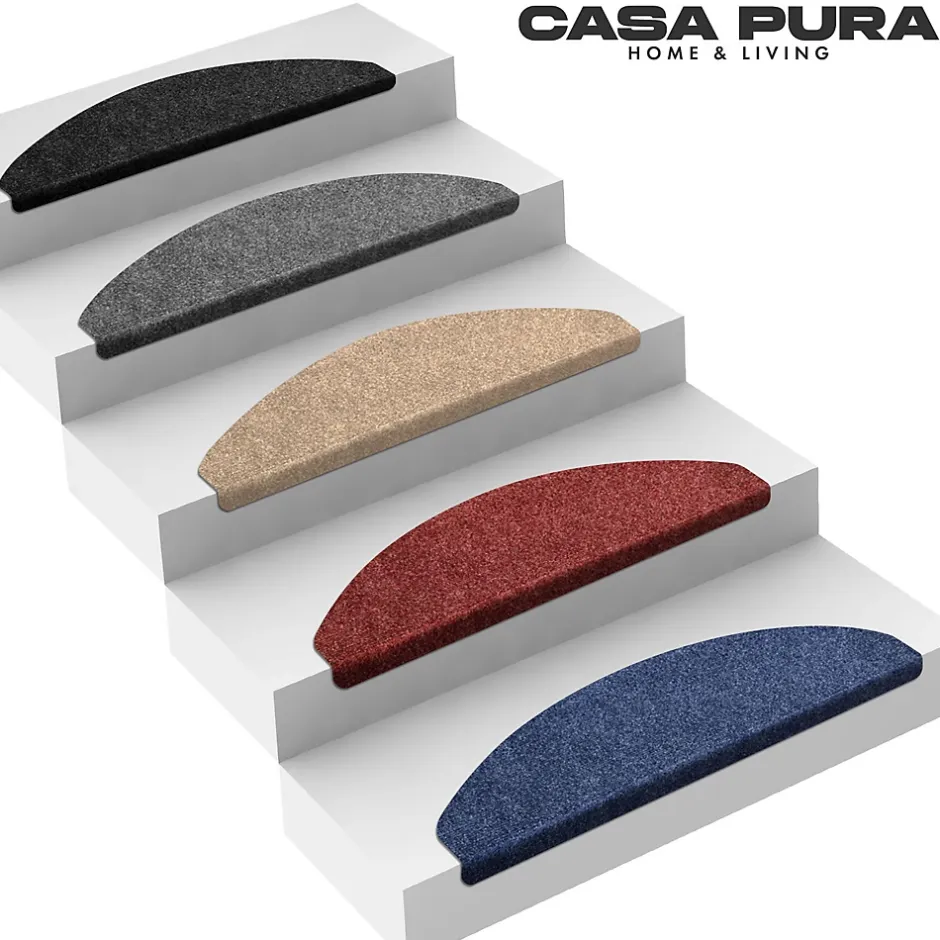 Floordirekt Tapis d'escalier Leipzig Installation adhésive Bleu, 21 x 65 cm