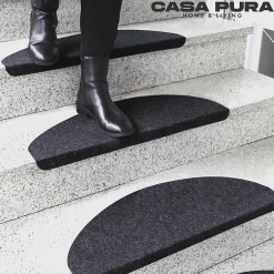 Floordirekt Tapis d'escalier Leipzig Installation adhésive Gris anthracite, 21 x 65 cm