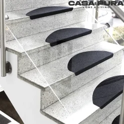 Floordirekt Tapis d'escalier Leipzig Installation adhésive Gris anthracite, 21 x 65 cm