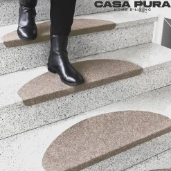 Floordirekt Tapis d'escalier Leipzig Installation adhésive Beige, 21 x 65 cm