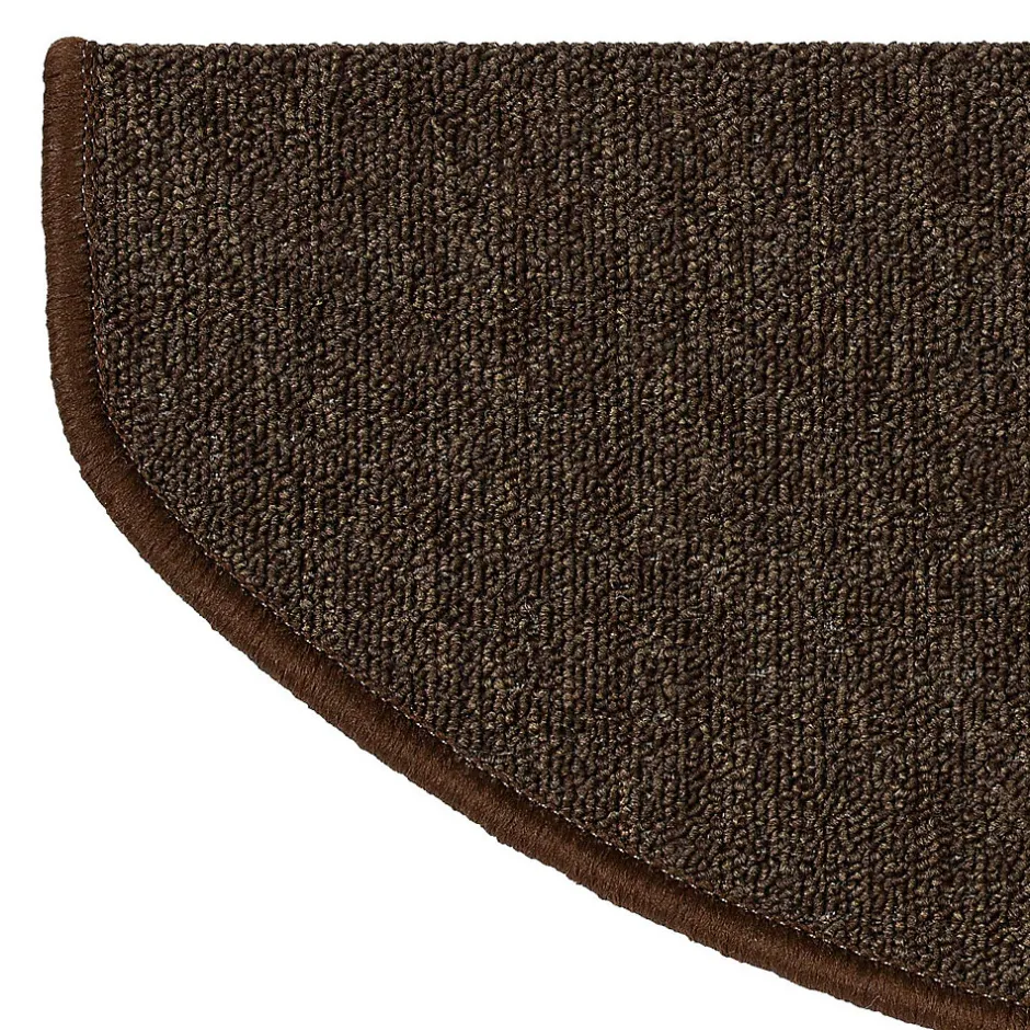 Floordirekt Tapis d'escalier London Marron foncé 23,5 x 65 cm Demi-circulaire