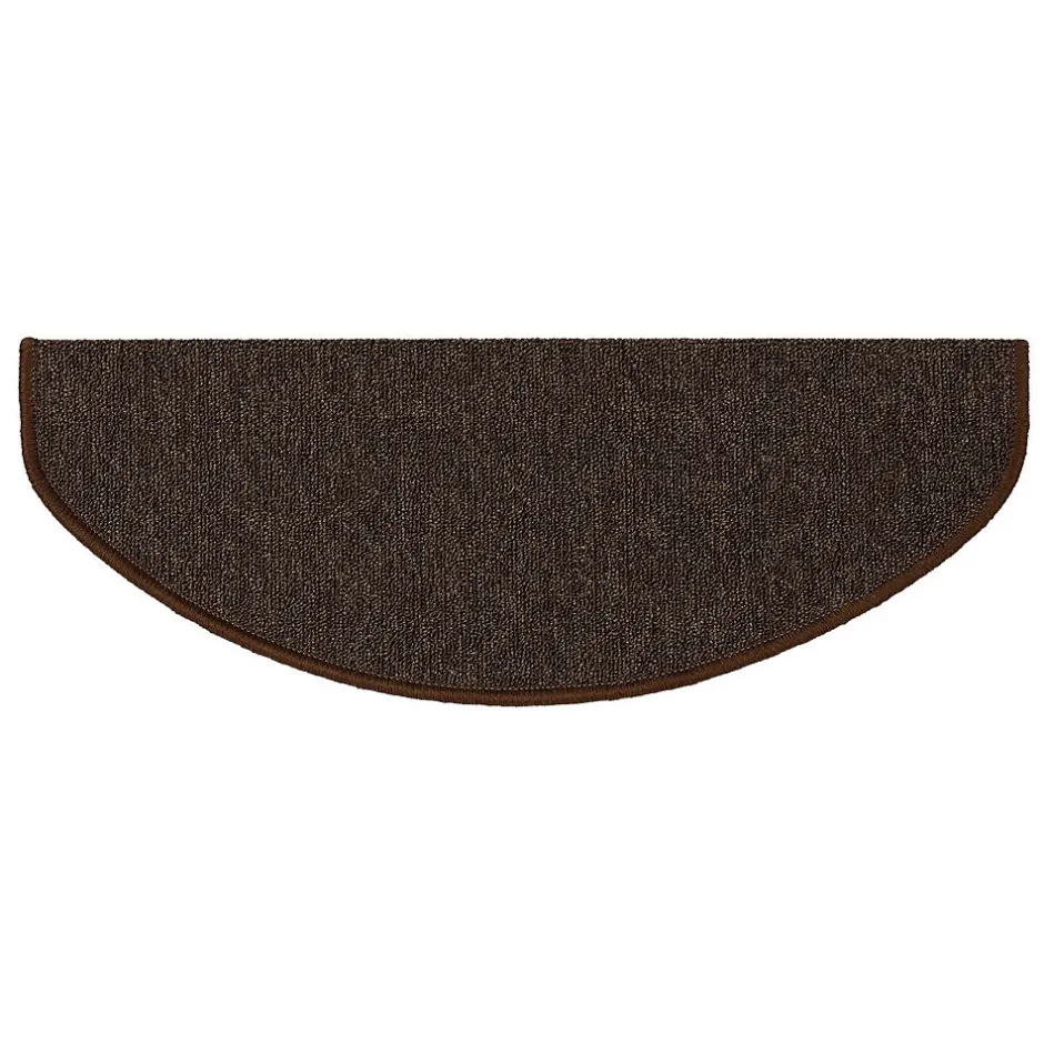 Floordirekt Tapis d'escalier London Marron foncé 23,5 x 65 cm Demi-circulaire