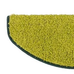 Floordirekt Tapis d'escalier Shaggy Barcelona Vert Demi-circulaire 23,5 x 65 cm