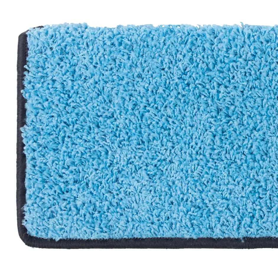 Floordirekt Tapis d'escalier Shaggy Barcelona Bleu clair Rectangulaire 23,5 x 65 cm