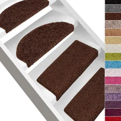 Tapis d'escalier Shaggy Barcelona Noir Demi-circulaire 23,5 x 65 cm-Floordirekt Hot