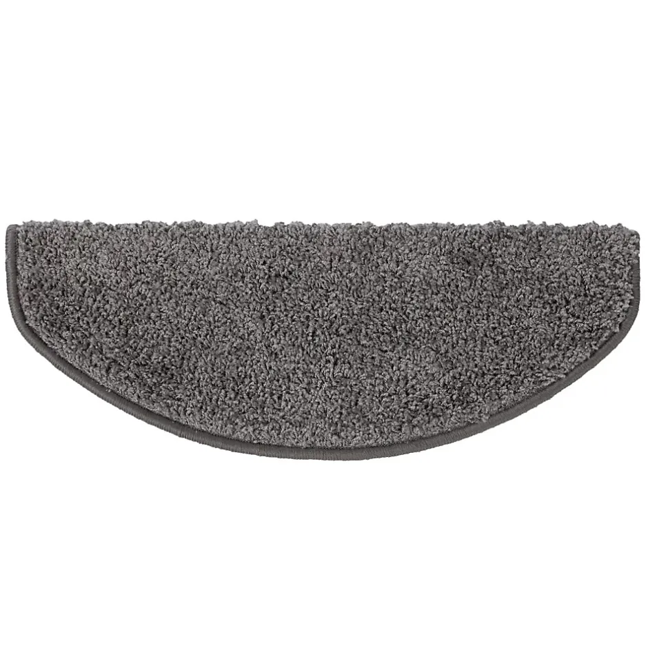 Floordirekt Tapis d'escalier Shaggy Barcelona Gris Demi-circulaire 23,5 x 65 cm