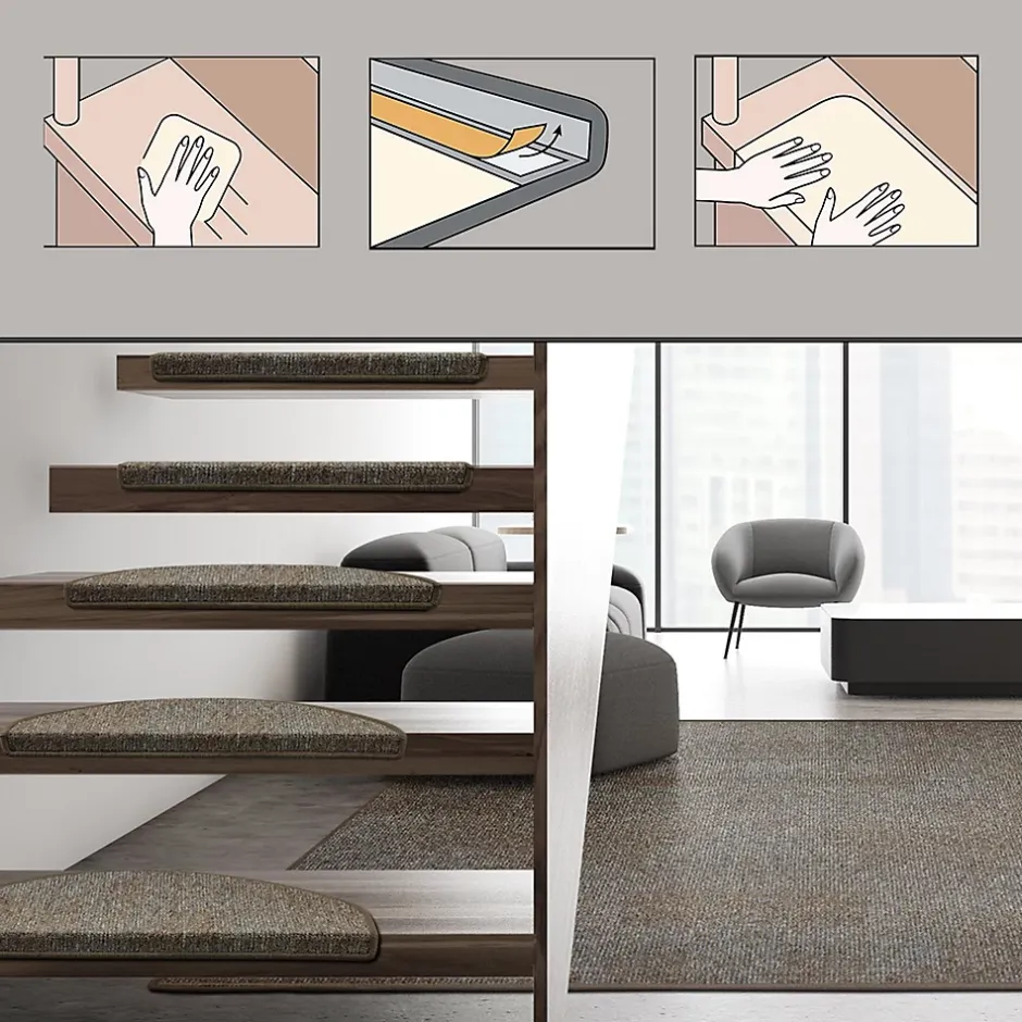 Tapis d'escalier York Beige 23,5 x 65 cm --Floordirekt Hot