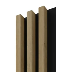 Tasseau décoratif lambris lamelles Linea Slim MDF noir et chêne 15 x 265 cm, ép. 30mm-Stegu Discount