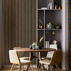 Tasseau décoratif lambris lamelles Linea Slim MDF noir et chêne 15 x 265 cm, ép. 30mm-Stegu Discount