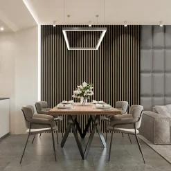 Stegu Tasseau décoratif lambris lamelles Linea Slim Black MDF noir et chêne 15 x 265 cm, ép. 30mm