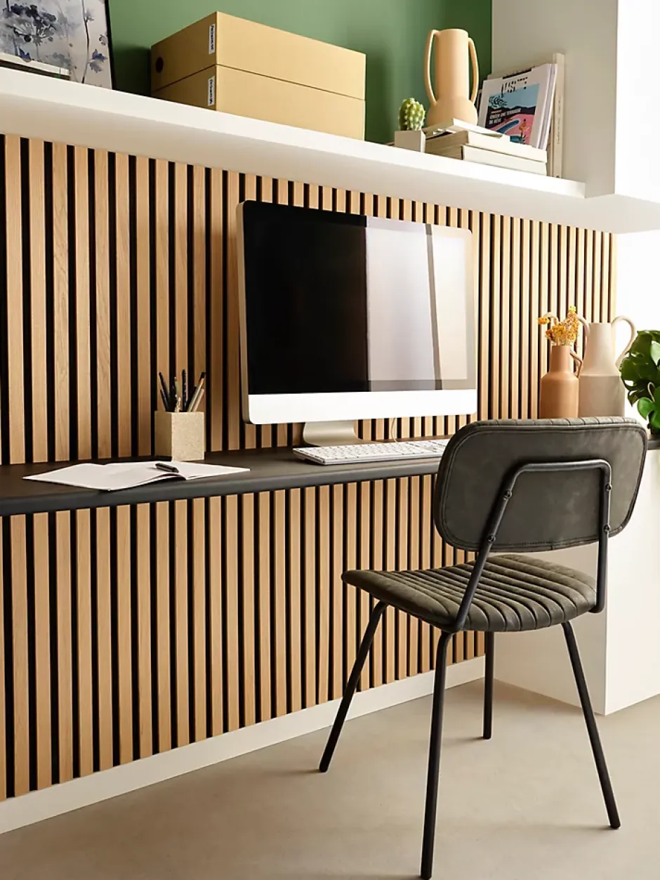 Tasseau décoratif lamelles en bois sur feutrine 30 x 60 cm (vendu à l'unité)