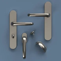 GoodHome Tirant de porte Golvin acier gris L.22 x H. 24,6 cm