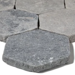 Ro'Ma Nature Tomette hexagonale Pierre d'Egypte Grise 14x14x2 cm - Intérieur et Extérieur (lot de 1 m²) -
