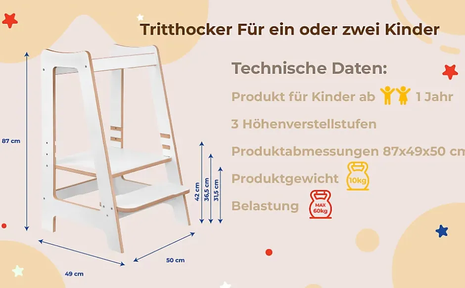 Tour d'Apprentissage - Aide-Cuisine Montessori Sûre pour Enfants Curieux-Raumhirsch Furniture